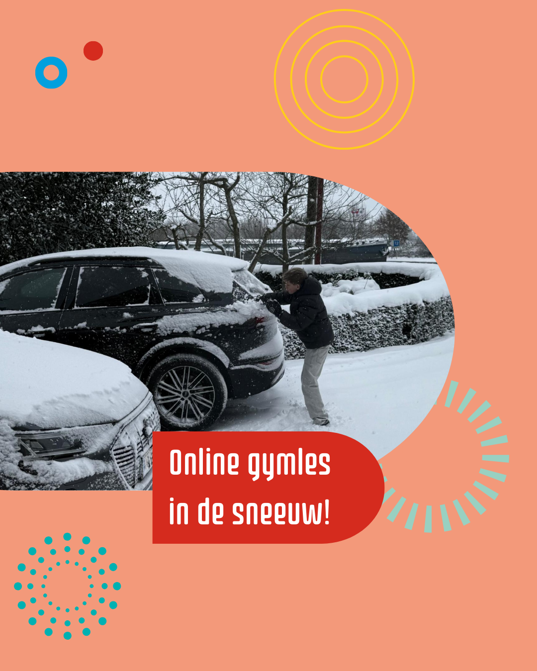 Online gymles in de sneeuw